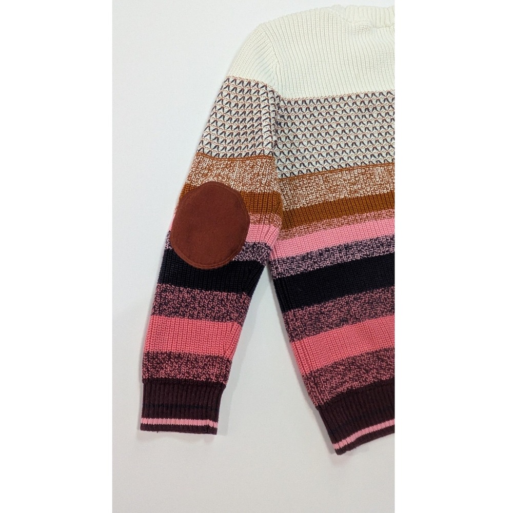 Talbots Sweater Womens XLP Multi-Color Striped Elbow Patch Knit Pullover - Picture 6 of 7